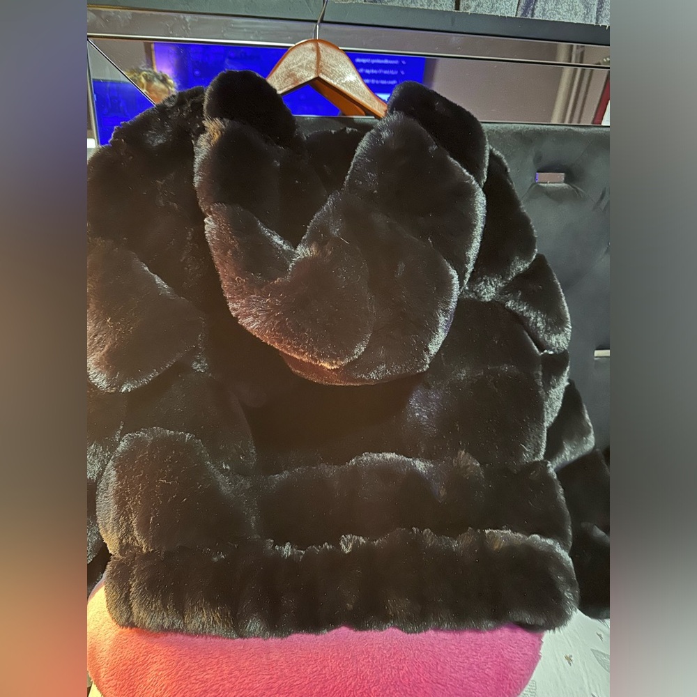 Faux fur jacket with hood